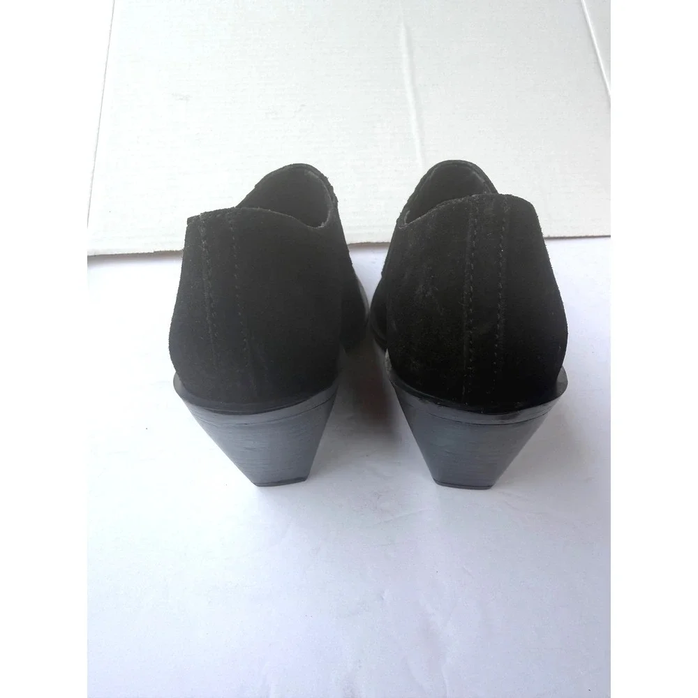 Seychelles Black Suede Low Top‎ Pointed Toe Block Heel Ankle Bootie Boots Sz 6.5